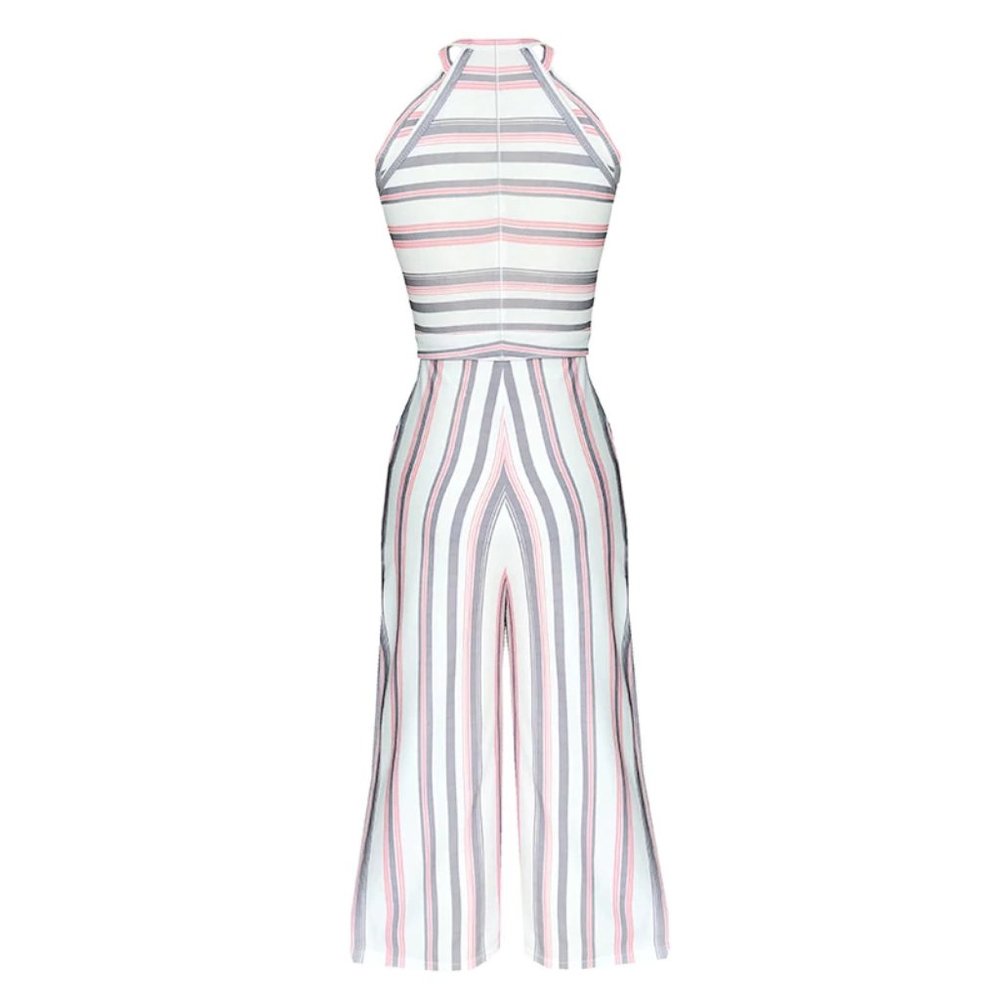 Italian Pink Stripe Jumpsuit with Pockets - Picture 8 of 16